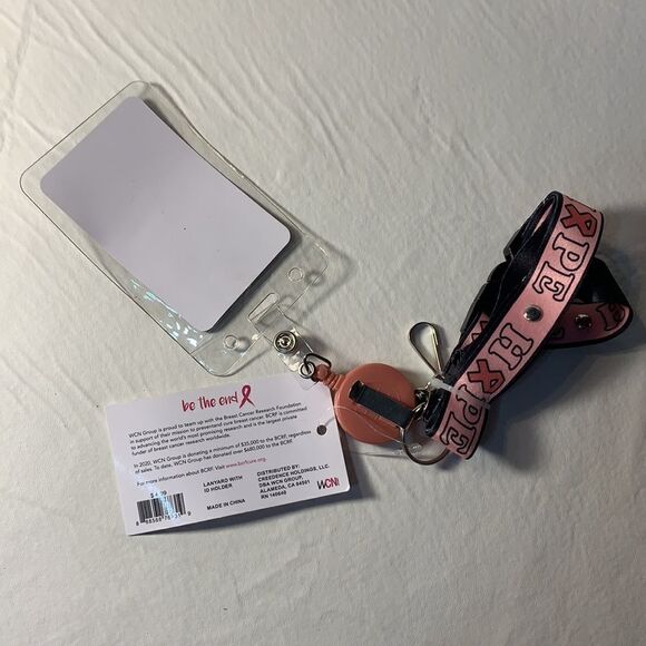 Breast Cancer Hat Lanyard ID Holder 2 PK Bracelets - Picture 8 of 8